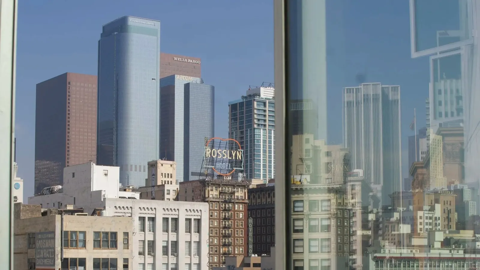 Downtown Los Angeles skyline seen from Star Apartments